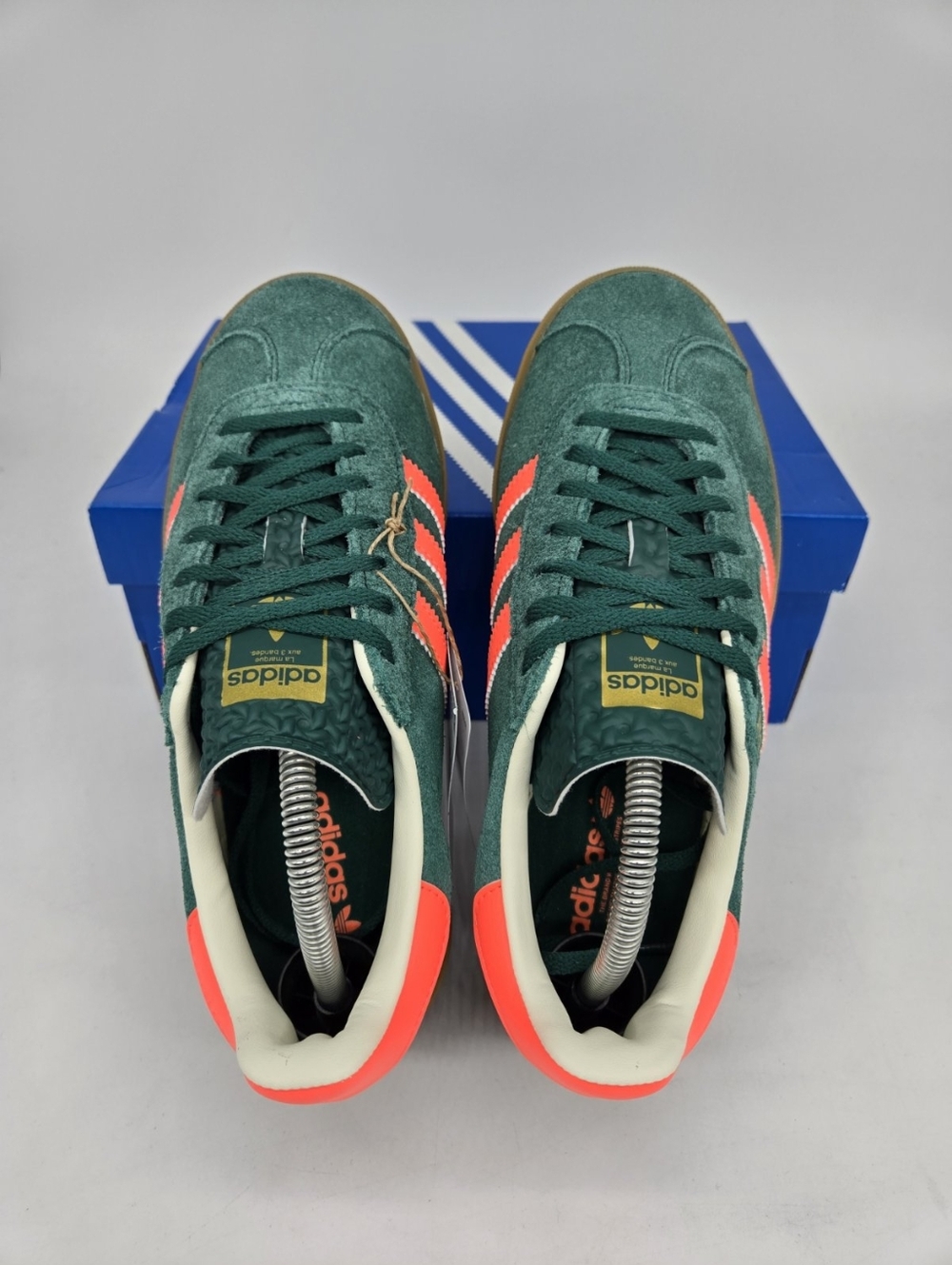 Adidas Gazelle Bold JQ7408 Collegiate Green Signal Coral Girls Shoes Size 7 - Picture 5 of 8